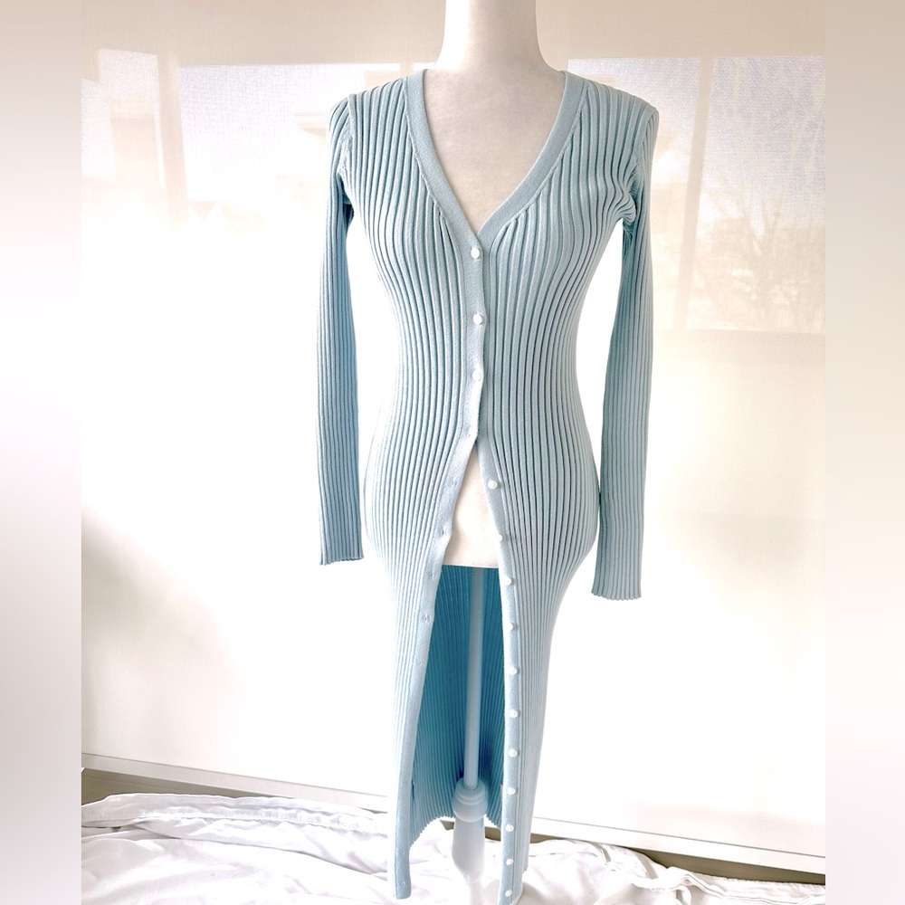 NWT 525 America Baby Blue Duster Cardigan Sweater. A Dress also!